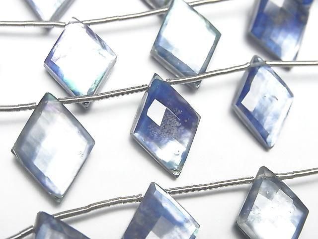 Lapislazuli x weiße Muschel x Kristall AAA- Diamantform 1Strang-Perlen (6 Stück)