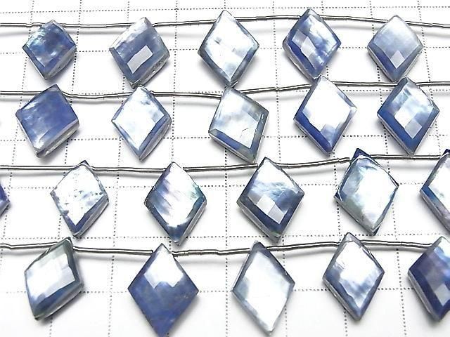 Lapislazuli x weiße Muschel x Kristall AAA- Diamantform 1Strang-Perlen (6 Stück)