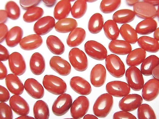 Rote Koralle (gefärbt) Oval-Cabochon 6x4mm 5Stk
