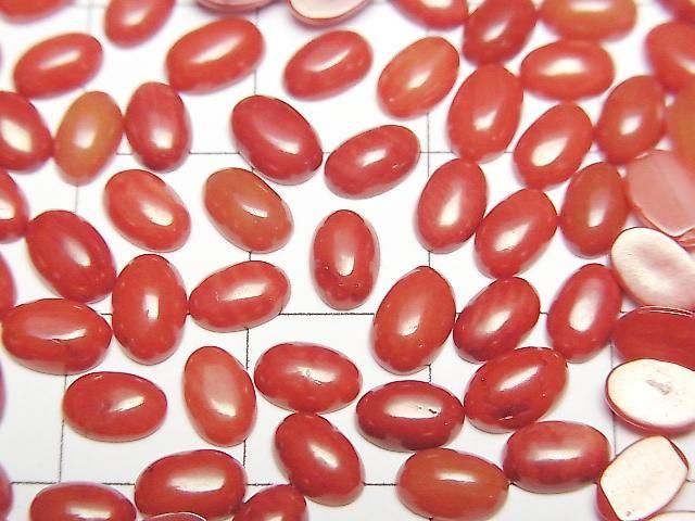 Rote Koralle (gefärbt) Oval-Cabochon 6x4mm 5Stk