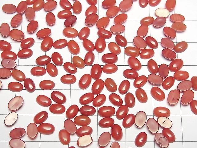 Rote Koralle (gefärbt) Oval-Cabochon 6x4mm 5Stk