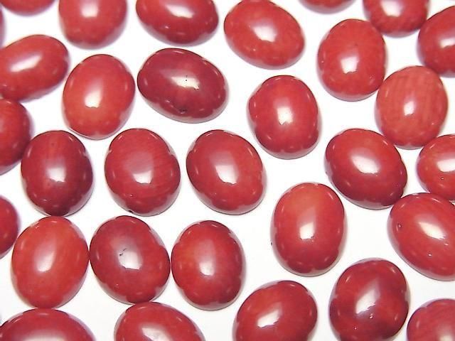 Rote Koralle (gefärbt) Oval-Cabochon 10x8mm 2Stk