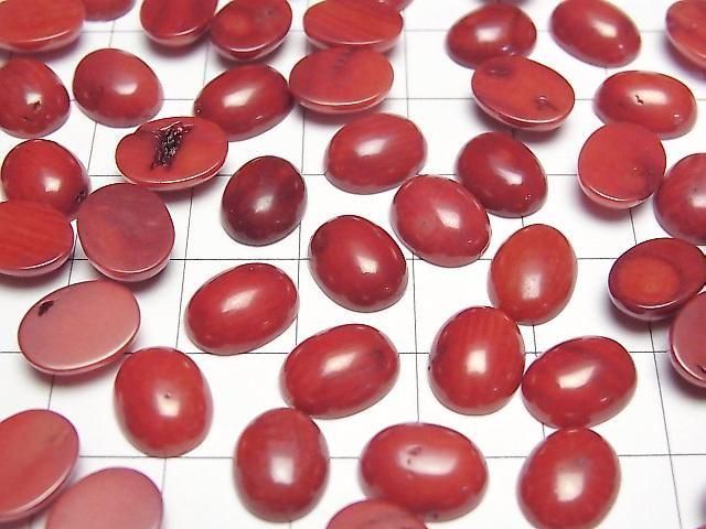 Rote Koralle (gefärbt) Oval-Cabochon 10x8mm 2Stk