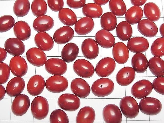 Rote Koralle (gefärbt) Oval-Cabochon 10x8mm 2Stk