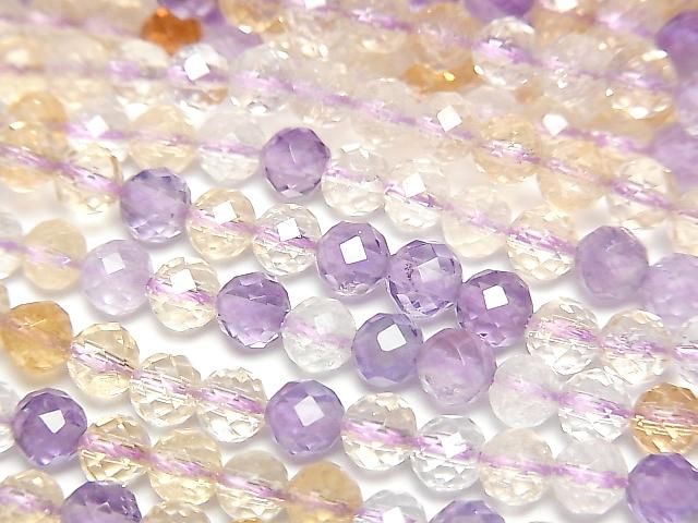 Hochwertig! Amethyst x Citrin AAA- facettierte runde 4mm 1strang Perlen (ca. 15 Zoll/37 cm)