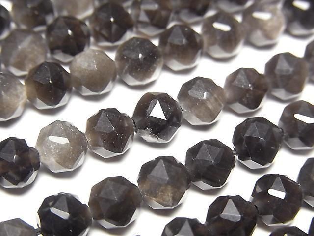 Silver Obsidian Star Faceted Round 6mm 1strand beads (approx. 15 inches/36 cm)