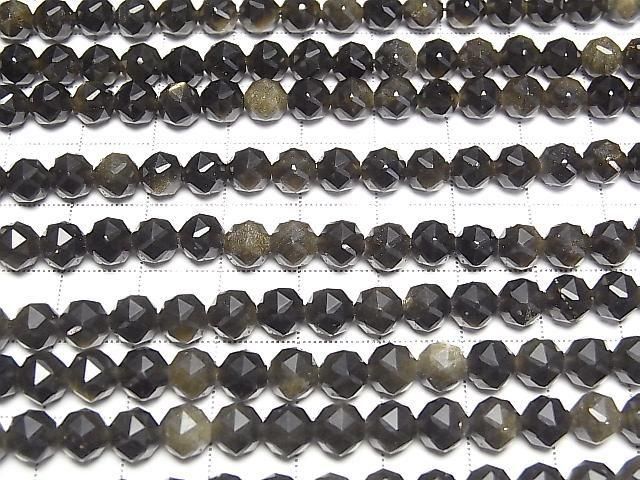 Goldobsidian Stern facettiert rund 6mm 1Strang-Perlen (ca. 36 cm)