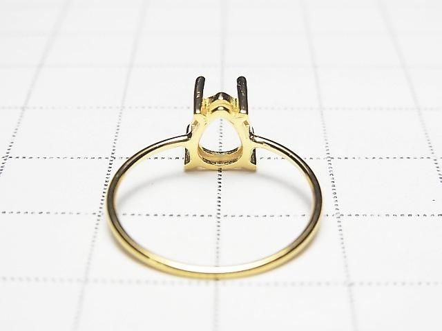 Silber925 Ringrahmen (Krappenfassung) Tropfenform Facettiert 8x6mm 18KGP 1Stück