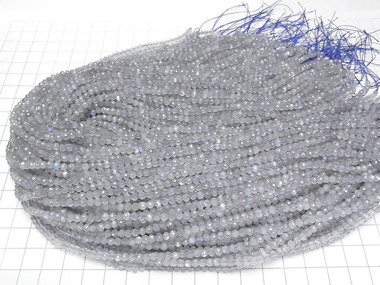 Haute qualité ! Labradorite AA++ Petite taille facettée ronde 3mm 1fil de perles (env. 36cm/15pouces)
