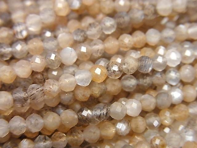 High Quality! Silver & Golden Sheen Multicolor Moonstone AAA Faceted Round 3mm 1strand beads (approx. 15 inches/37 cm)