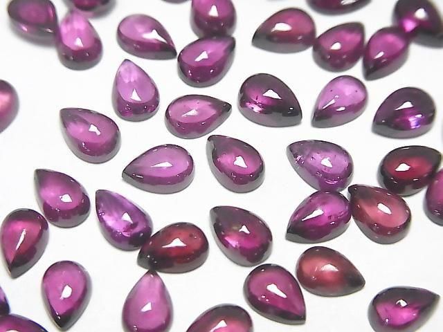 Hochwertiger Rhodolith Granat AAA Birnenform Cabochon 6x4mm 3 Stück