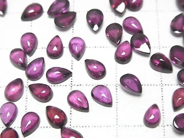 Hochwertiger Rhodolith Granat AAA Birnenform Cabochon 6x4mm 3 Stück