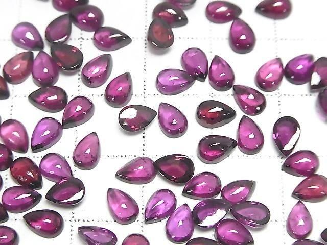 Hochwertiger Rhodolith Granat AAA Birnenform Cabochon 6x4mm 3 Stück