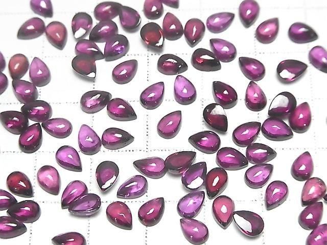 Hochwertiger Rhodolith Granat AAA Birnenform Cabochon 6x4mm 3 Stück