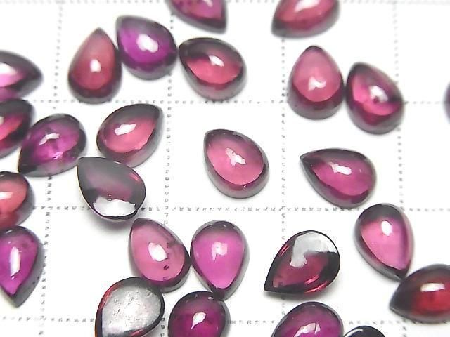 Hochwertiger Rhodolith Granat AAA Birnenform Cabochon 7x5mm 2 Stück