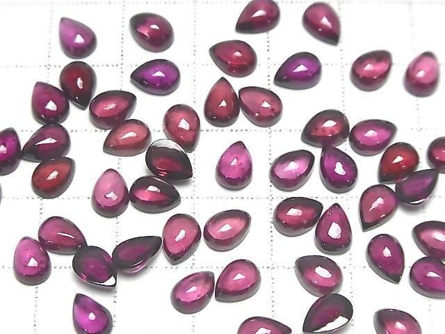 Hochwertiger Rhodolith Granat AAA Birnenform Cabochon 7x5mm 2 Stück