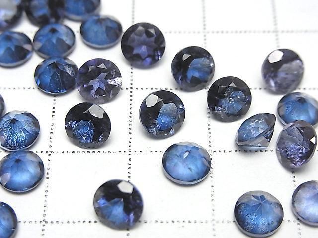 Blauer Blitzkristall AAA- Lose Steine Runde facettiert 6x6mm 5 Stück