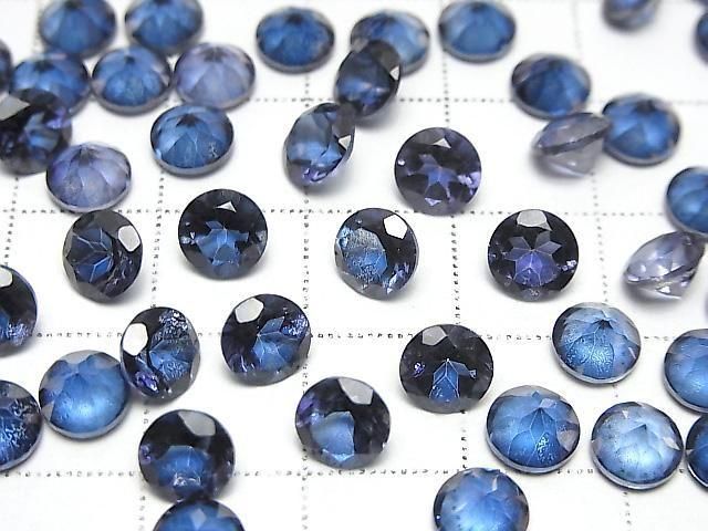 Blauer Blitzkristall AAA- Lose Steine Runde facettiert 6x6mm 5 Stück