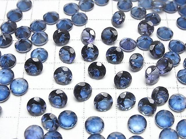 Blauer Blitzkristall AAA- Lose Steine Runde facettiert 6x6mm 5 Stück
