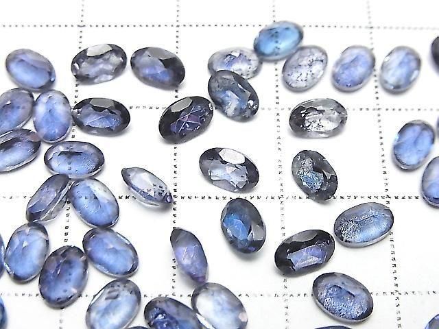 Blauer Blitzkristall AAA- Lose Steine Oval facettiert 6x4mm 10 Stück