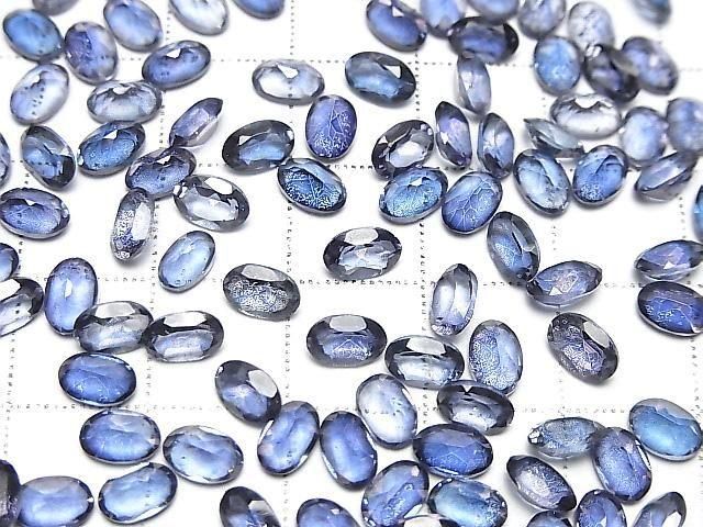 Blauer Blitzkristall AAA- Lose Steine Oval facettiert 6x4mm 10 Stück