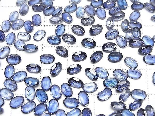 Blauer Blitzkristall AAA- Lose Steine Oval facettiert 6x4mm 10 Stück