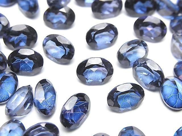 Blauer Blitzkristall AAA- Lose Steine Oval facettiert 8x6mm 3 Stück