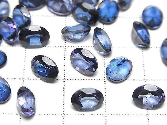 Blauer Blitzkristall AAA- Lose Steine Oval facettiert 8x6mm 3 Stück