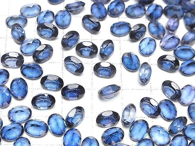 Blauer Blitzkristall AAA- Lose Steine Oval facettiert 8x6mm 3 Stück
