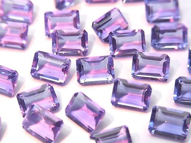 Hochwertiger Farbwechsel-Fluorit AAA Lose Steine Rechteck facettiert 7x5mm 2 Stück