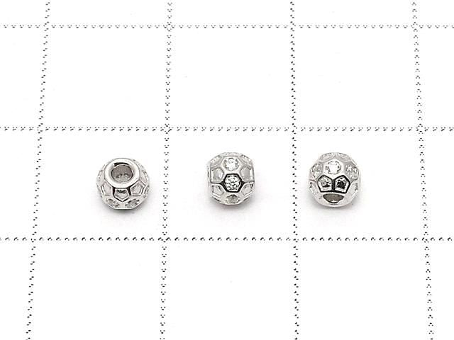 Silver925 Rondelle 4x4x4mm(with CZ) Rhodium Plated 2pcs