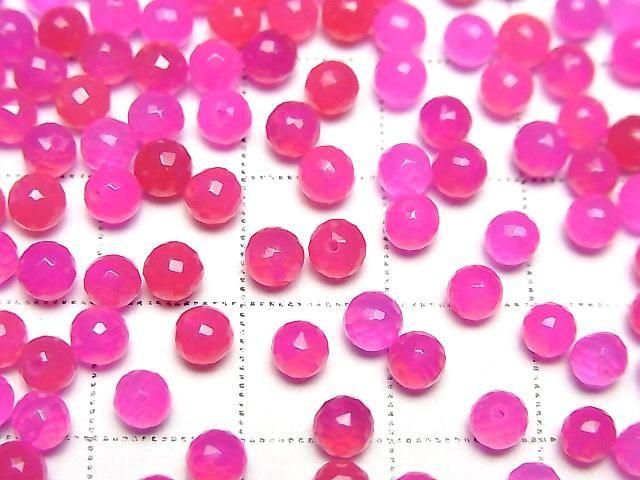 Fuchsia-Pink Chalcedon AAA Halbohrung facettiert Runde 4mm 10 Stück