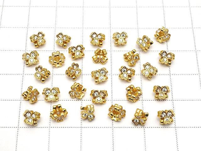 Silver 925 Clover Rondelle 5x5x4.5mm (with CZ) 18KGP 2pcs