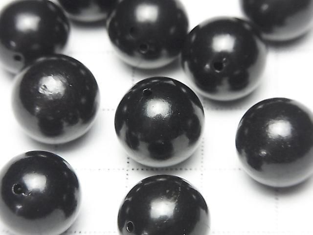 Natural Jet (Wood Fossil) AAA Half Drilled Hole Round 12mm 5pcs