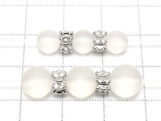 Silver 925 Ribbon Rondelle 6x6x4mm (with CZ) Rhodium Plated 1pc