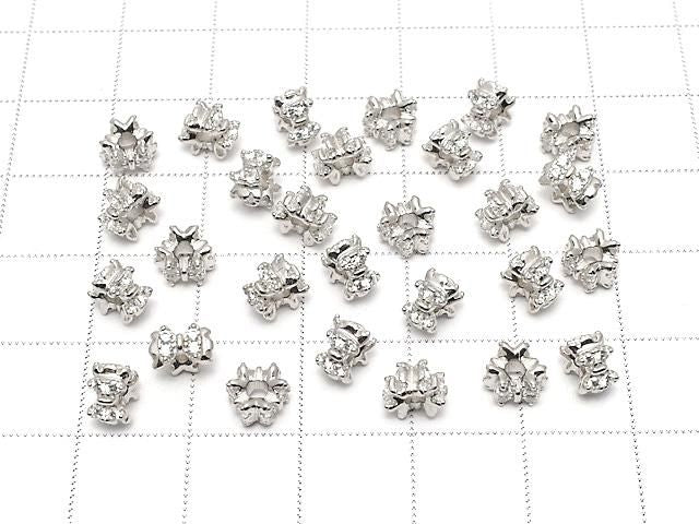 Silver 925 Ribbon Rondelle 6x6x4mm (with CZ) Rhodium Plated 1pc