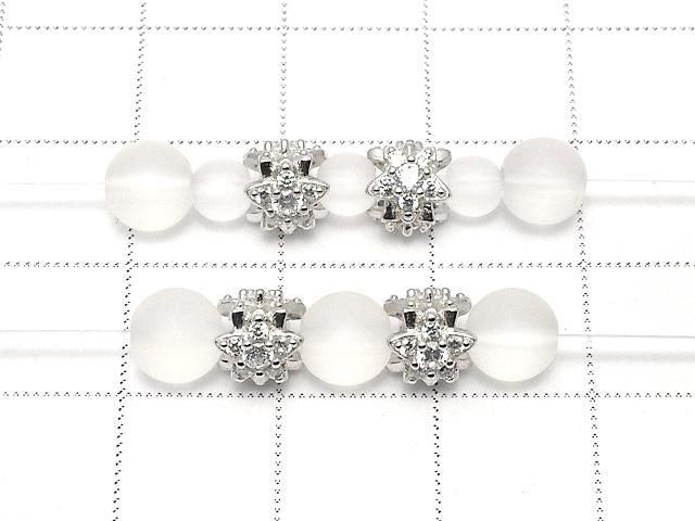 Silver 925 Star Rondelle 6x6x6mm (with CZ) Rhodium Plated 1pc