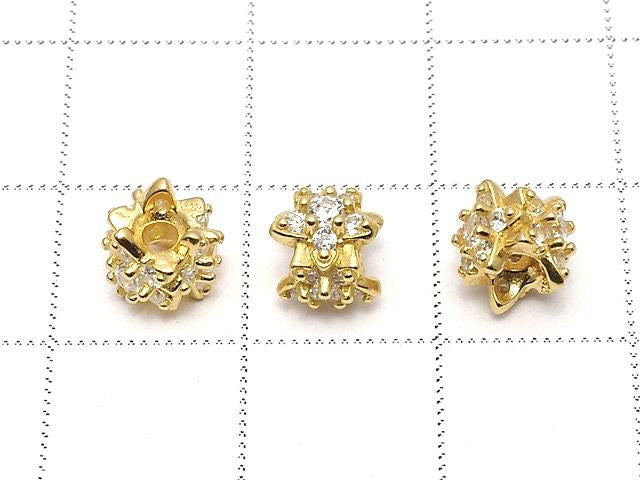 Silver925 Star Rondelle 6x6x6mm (with CZ) 18KGP 1pc