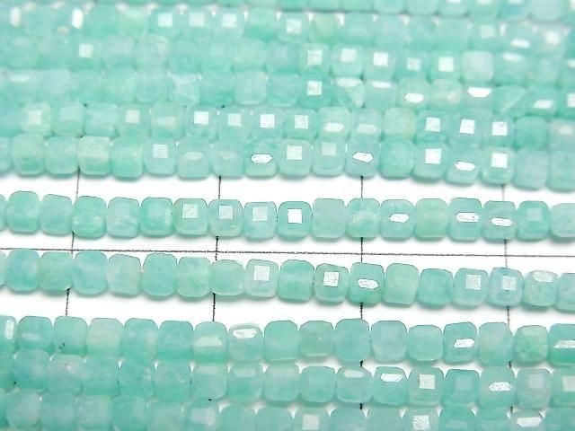 Hochwertig! Amazonit AA++ Würfelform 2x2x2mm 1Strang Perlen (ca. 15 Zoll/37 cm)
