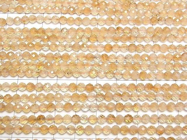 Hochwertig! Bicolor Citrin AA+ Facettierte Rund 4mm 1Strang Perlen (ca. 15 Zoll/37 cm)
