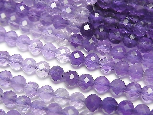 Hochwertig! Amethyst AAA Facettierte Rund 4mm Farbverlauf 1Strang Perlen (ca. 15 Zoll/38 cm)