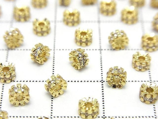 Metal parts Rondelle 4x4x2.5mm Gold Color (with CZ) 5pcs