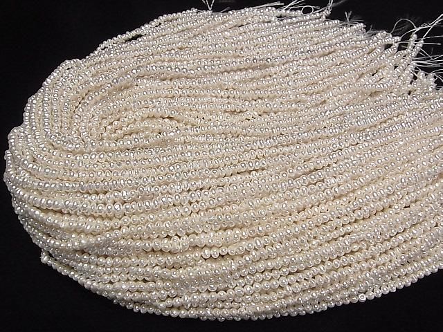 Süßwasserperle AA Weiß Kartoffel Rondelle 4-5mm Perlenbeschichtet 1Strang Perlen (ca. 15 Zoll/38 cm)
