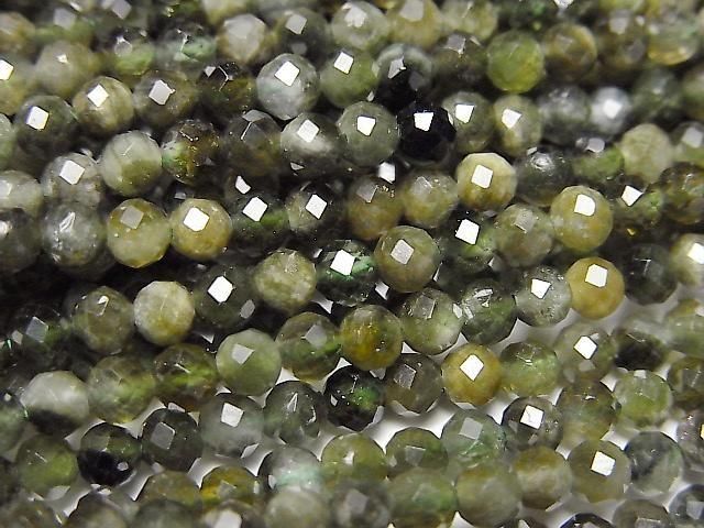 High Quality! Green Tourmaline AA+ Faceted Round 3mm 1strand beads (approx. 15 inches/36 cm)