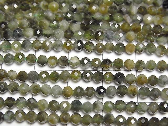 High Quality! Green Tourmaline AA+ Faceted Round 3mm 1strand beads (approx. 15 inches/36 cm)