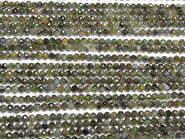 Hochwertig! Grüner Turmalin AA+ Facettierte Runde 3mm 1 Strang Perlen (ca. 15 Zoll/36 cm)