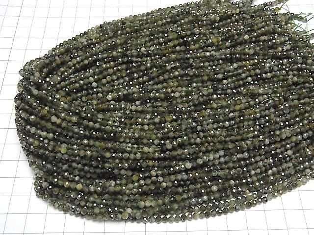 Hochwertig! Grüner Turmalin AA+ Facettierte Runde 3mm 1 Strang Perlen (ca. 15 Zoll/36 cm)