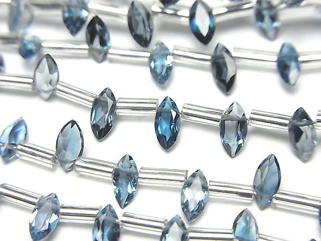 Hochwertiger London Blue Topas AAA Marquise facettierte 6x3mm Halb- oder 1strang Perlen (18 Stück)