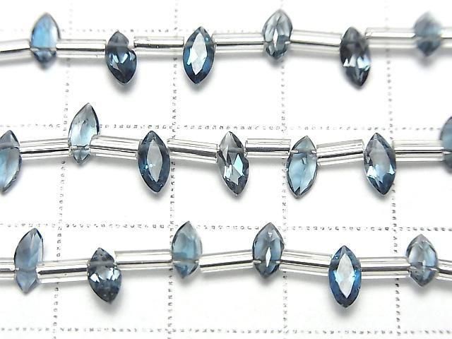 Hochwertiger London Blue Topas AAA Marquise facettierte 6x3mm Halb- oder 1strang Perlen (18 Stück)