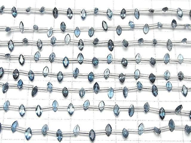 Hochwertiger London Blue Topas AAA Marquise facettierte 6x3mm Halb- oder 1strang Perlen (18 Stück)